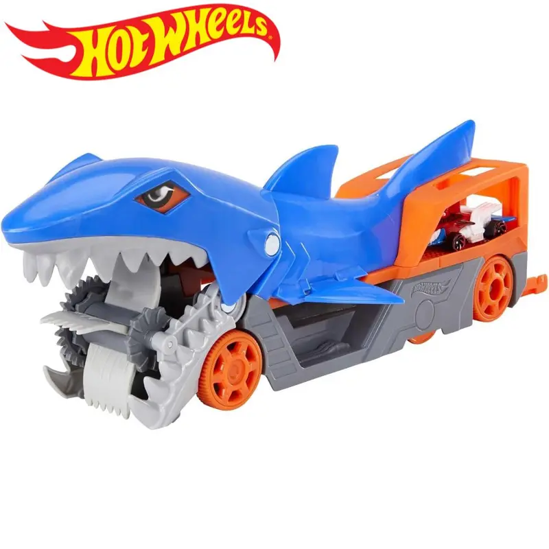 Tiburón mastica coches Hot Wheels guarda y transporta