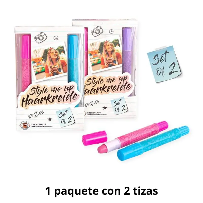 Tiza para el pelo de colores (1 paquete con 2 tizas)