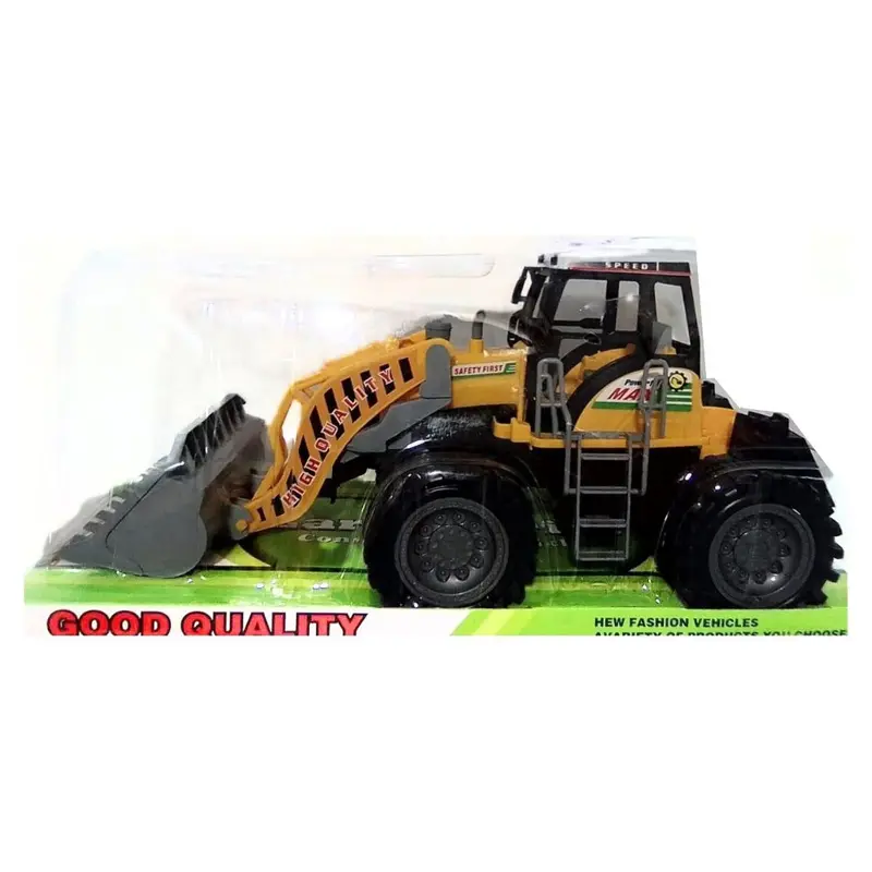 Tractor amarillo con pala cargadora de juguete