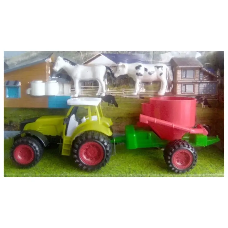 Tractor con remolque juguete y animales de granja