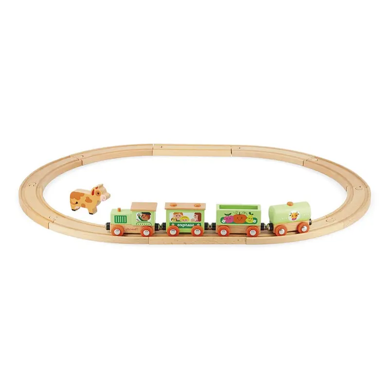 Tren con circuito granja Story - Janod J04630