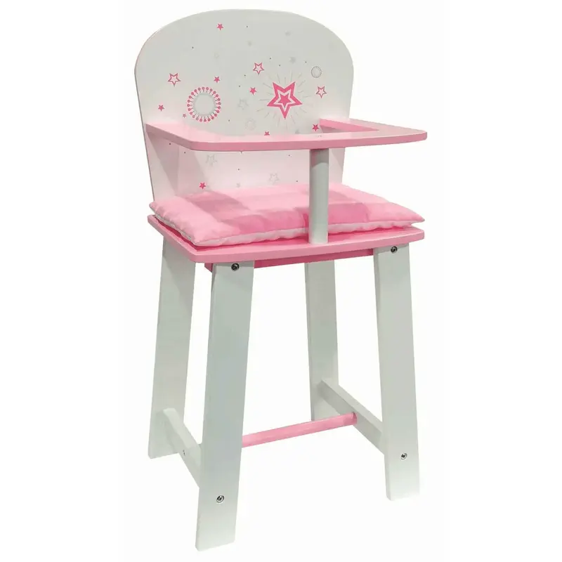 Trona de Madera Rosa y Blanca 54,5cm Alto - Accesorio Realista para Muñecas hasta 42cm con Cojín (8435301922485)
