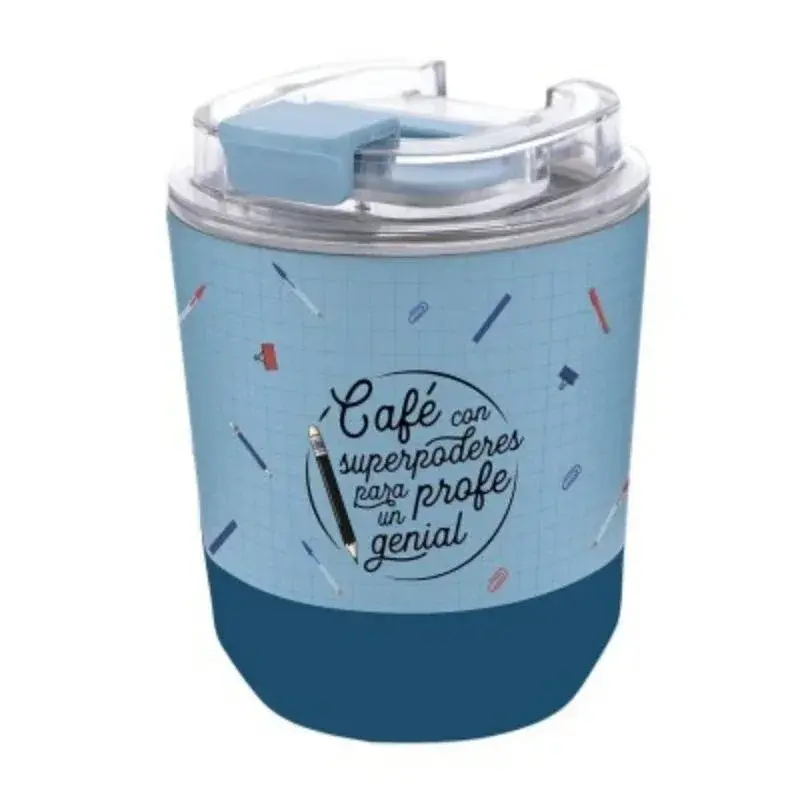 Vaso térmico 280 ml “CAFÉ CON SUPERPODERES PARA UN PROFE GENIAL”