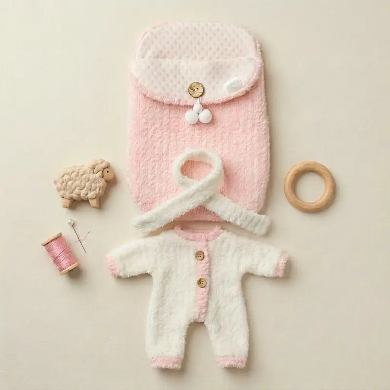 Vestido Bebe reborn de Angora (Pelele + Saco + Diadema) – Para Muñecas de 38 a 43 cm