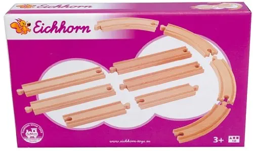 Vías rectas y curvas para ampliación circuitos de tren de madera - Eichhorn 1030VIAS