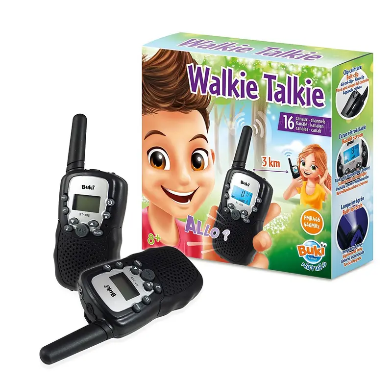 Walkie Talkie para Niños Buki - 16 Canales, Linterna y 3 km de Alcance
