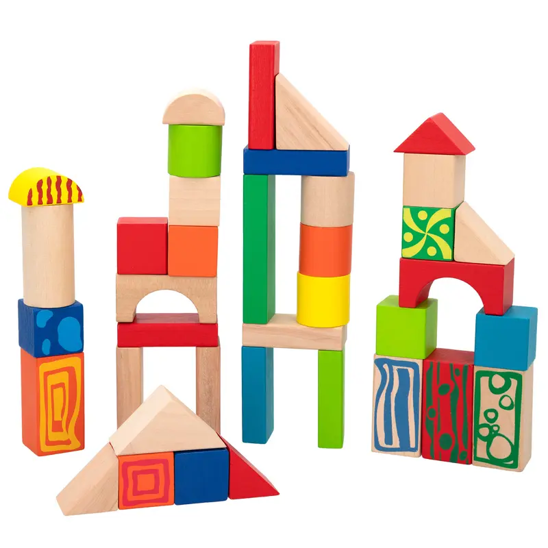 WOOMAX Bloques construcción de madera 50 piezas