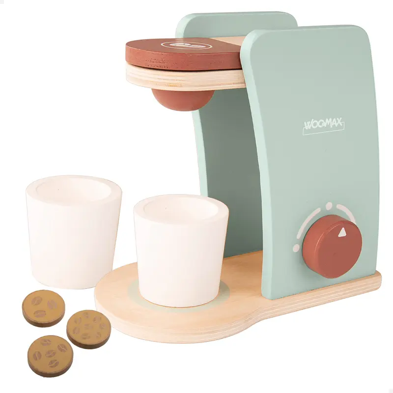 WOOMAX Cafetera de juguete de madera con accesorios