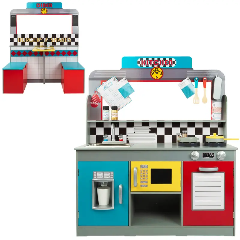 WOOMAX Cocinita de madera y bar retro