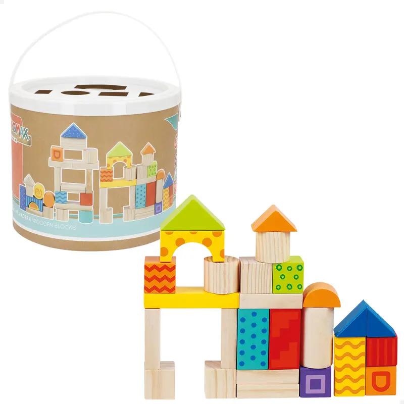 WOOMAX Juego de bloques de madera 50 piezas