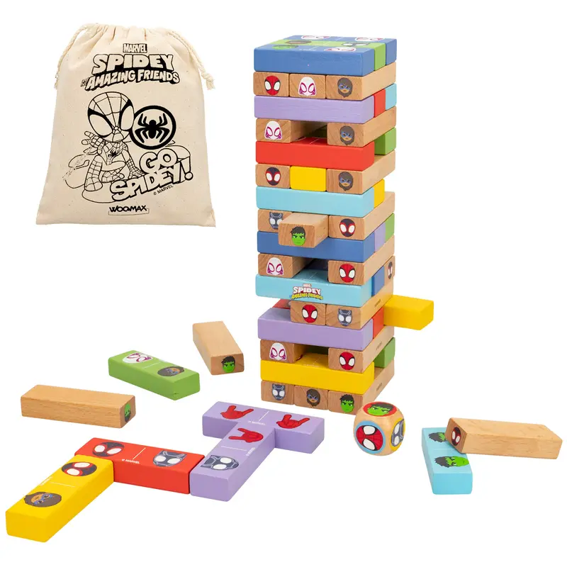 WOOMAX Spidey y su superequipo Juego de bloques de madera 2 en 1