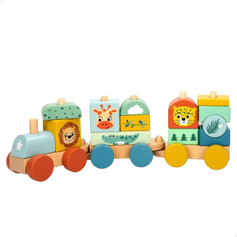 WOOMAX Zookabee Tren de madera animales