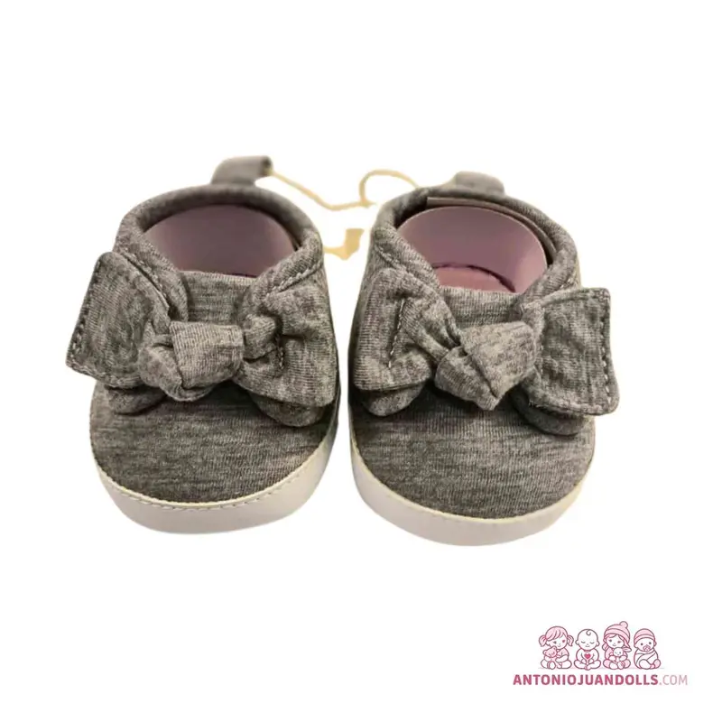 Zapatillas Grises Lazo Grande Muñecas - Estilo Elegante (92004-7)