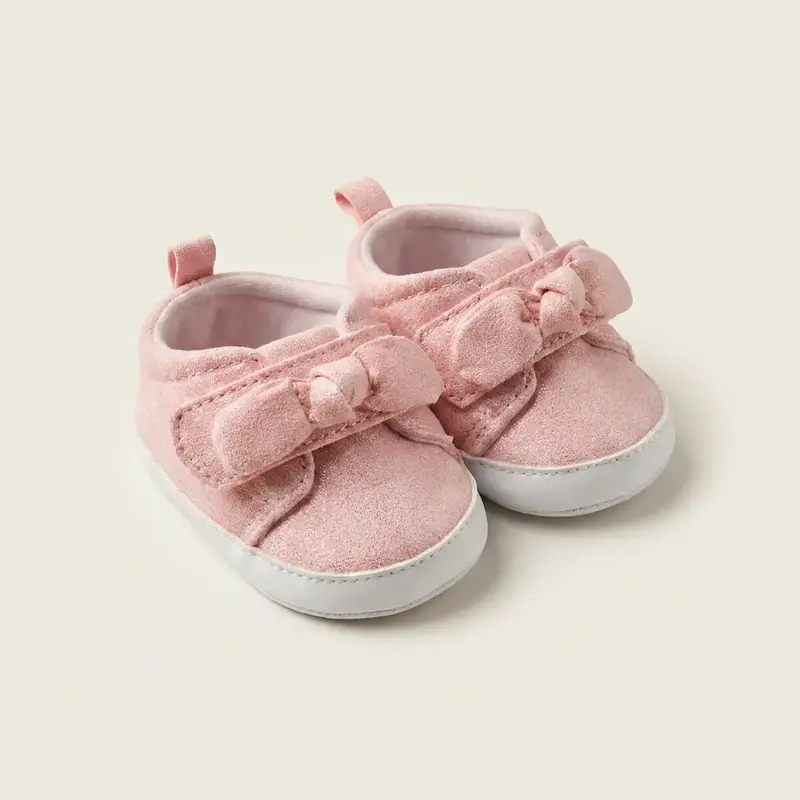 Zapatillas Rosa con Lazo Muñecas - Calzado Elegante con Velcro